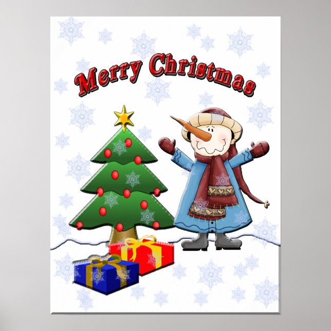 Frohe Weihnachten Snowman Poster (Vorne)