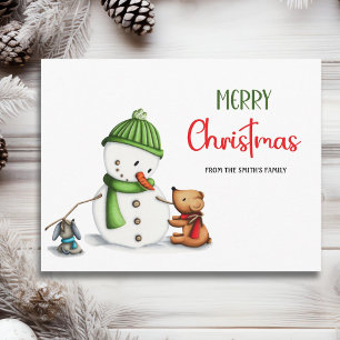 Frohe Weihnachten Snowman Postkarte
