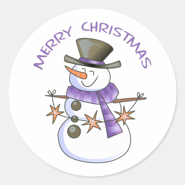 Frohe Weihnachten Snowman Runder Aufkleber (Vorderseite)