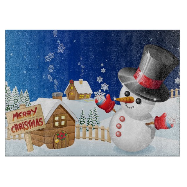 Frohe Weihnachten Snowman Schneidebrett (Vorderseite)