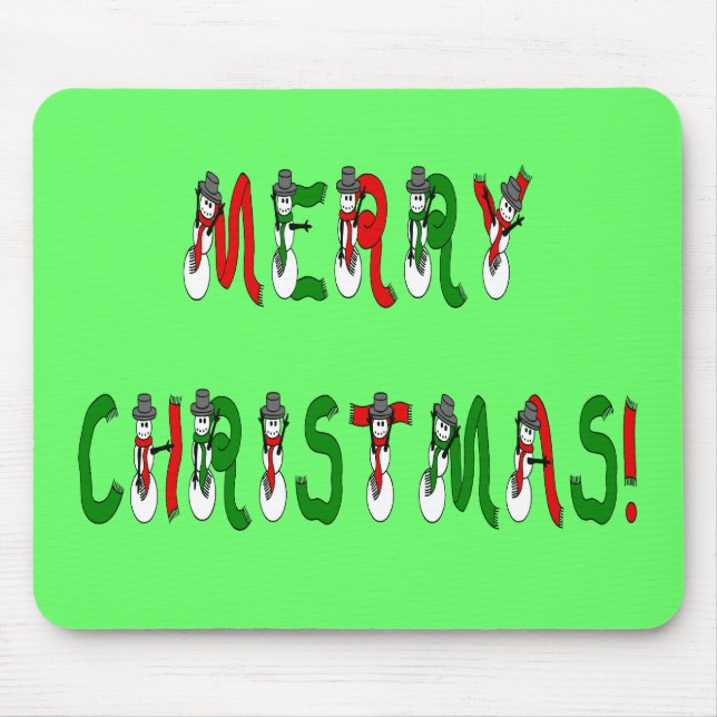 Frohe Weihnachten Snowman Schriftart Mousepad (Vorne)