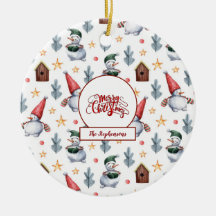 Frohe Weihnachten Snowman Snowflakes Monogram