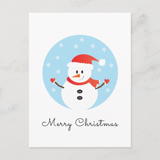 Frohe Weihnachten Snowman Snowflakes Postkarte (Vorderseite)