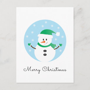 Frohe Weihnachten Snowman Snowflakes Postkarte