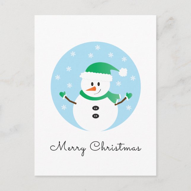 Frohe Weihnachten Snowman Snowflakes Postkarte (Vorderseite)