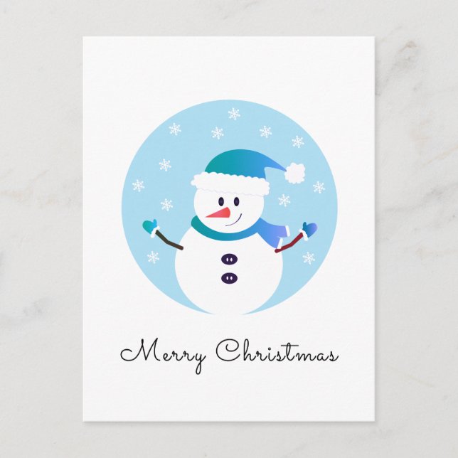 Frohe Weihnachten Snowman Snowflakes Postkarte (Vorderseite)