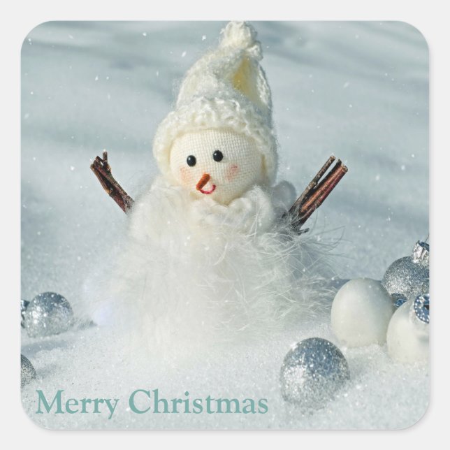 Frohe Weihnachten Snowman Stickers (Vorderseite)