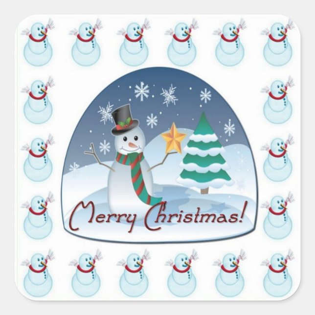 Frohe Weihnachten Snowman Stickers (Vorderseite)