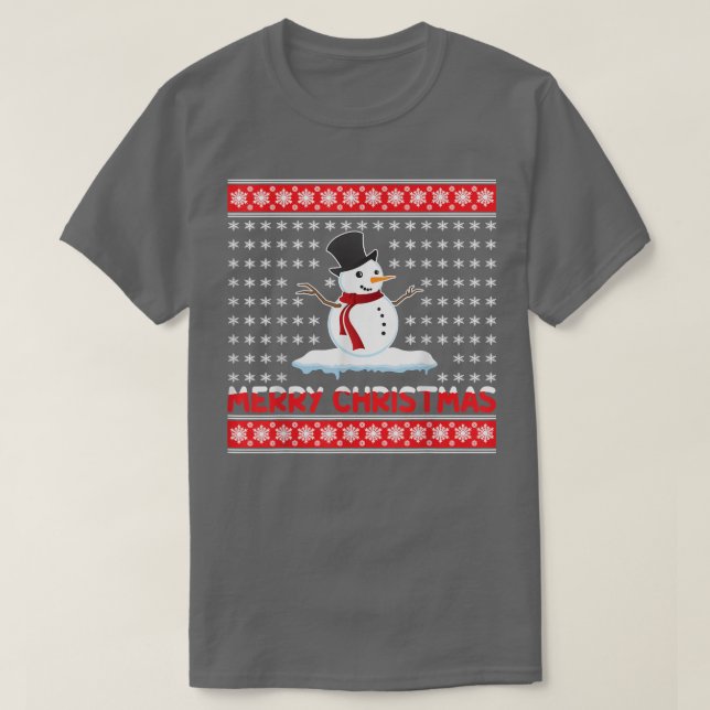 Frohe Weihnachten Snowman T-Shirt (Design vorne)