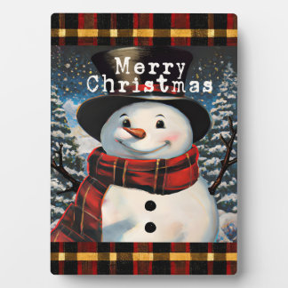 Frohe Weihnachten Snowman Tabletop Plaque mit Ease Fotoplatte