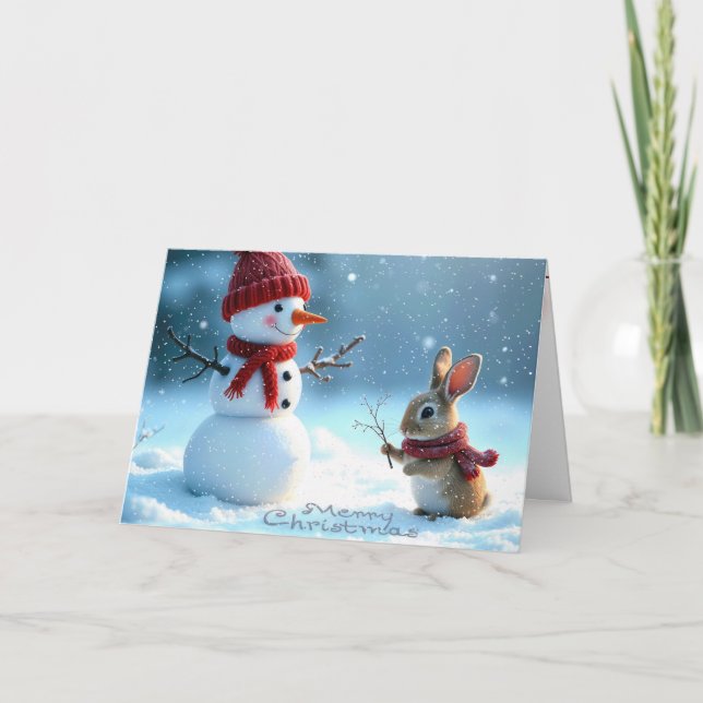 Frohe Weihnachten Snowman und Bunny (Vorderseite)