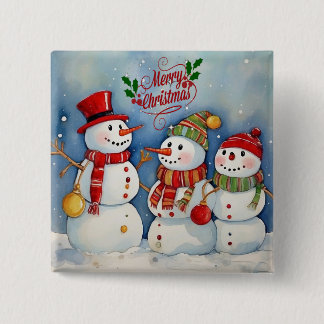 Frohe Weihnachten, Snowmen Feiern Button