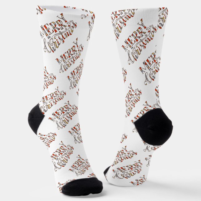 Frohe Weihnachten Socken (Gewinkelt)
