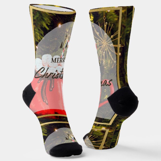 Frohe Weihnachten Socken (Gewinkelt)