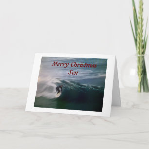 ***FROHE WEIHNACHTEN**, SOHN" (SURFEN AM STRAND) KARTE