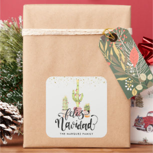 Frohe Weihnachten Spanischer Weihnachtsaufkleber Quadratischer Aufkleber