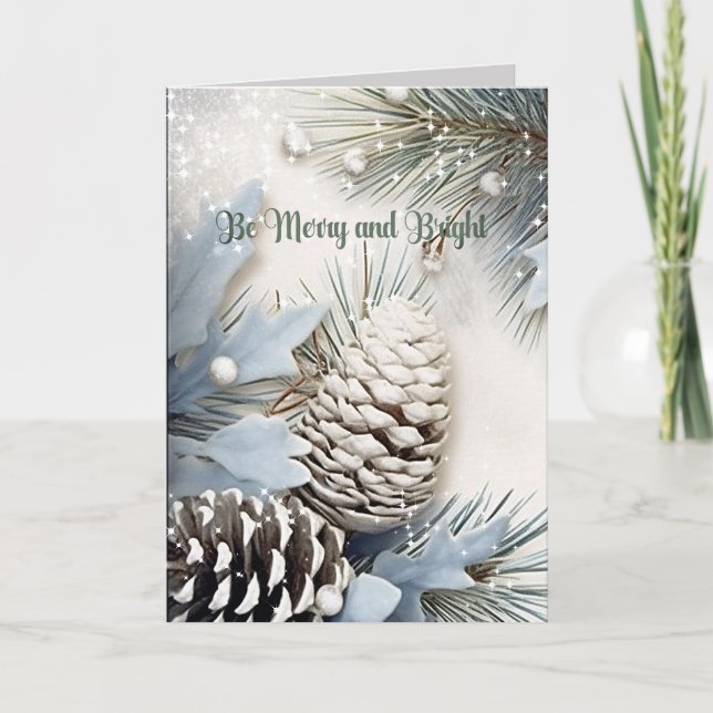 Frohe Weihnachten Sparkle Snowflakes Pine Cones (Vorderseite)