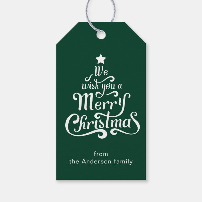 Frohe Weihnachten Spaß grün personalisierten Urlau Geschenkanhänger (Vorderseite)