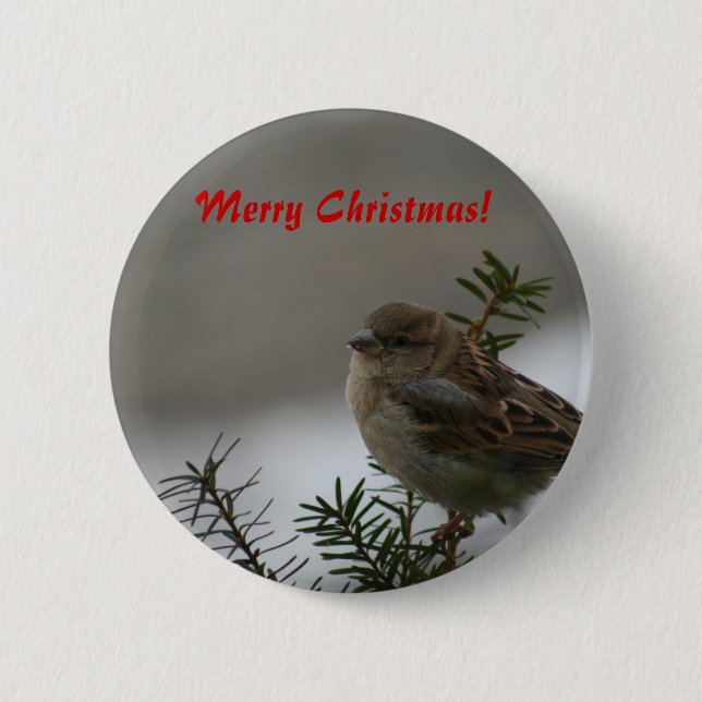 Frohe Weihnachten, Spatz Button (Vorderseite)