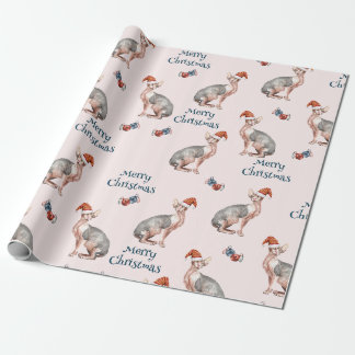 Frohe Weihnachten Sphynx Haare Cat Weihnachtsmannm Geschenkpapier