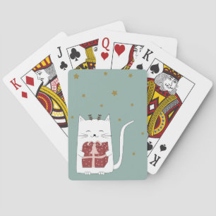 Frohe Weihnachten Spielkarten Deck Katze