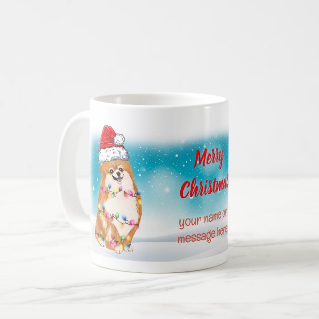 Frohe Weihnachten Spitz Haustier Hund Lover Santa Kaffeetasse (Vorderseite Links)