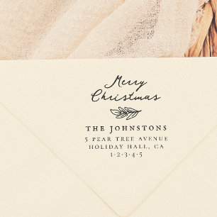 Frohe Weihnachten Sprig Botanische Rücksendeadress Gummistempel