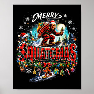 Frohe Weihnachten Squatchmas Lustiger Bigfoot Snow Poster