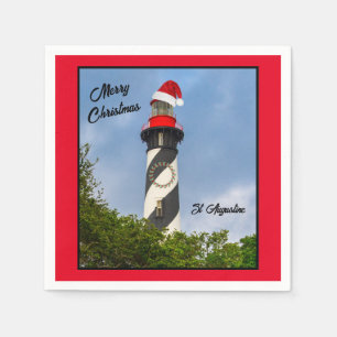 Frohe Weihnachten St Augustine Florida Leuchtturm Serviette