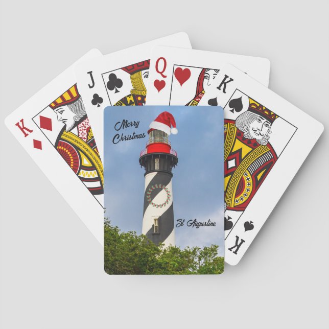 Frohe Weihnachten St Augustine Florida Leuchtturm Spielkarten (Rückseite)