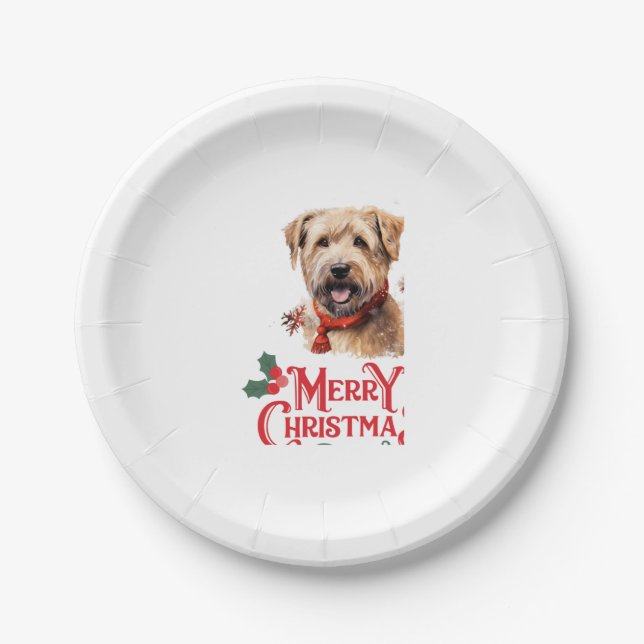 Frohe Weihnachten Staffordshire Bull Terrier Pappteller (Vorderseite)