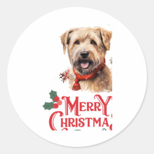 Frohe Weihnachten Staffordshire Bull Terrier Runder Aufkleber
