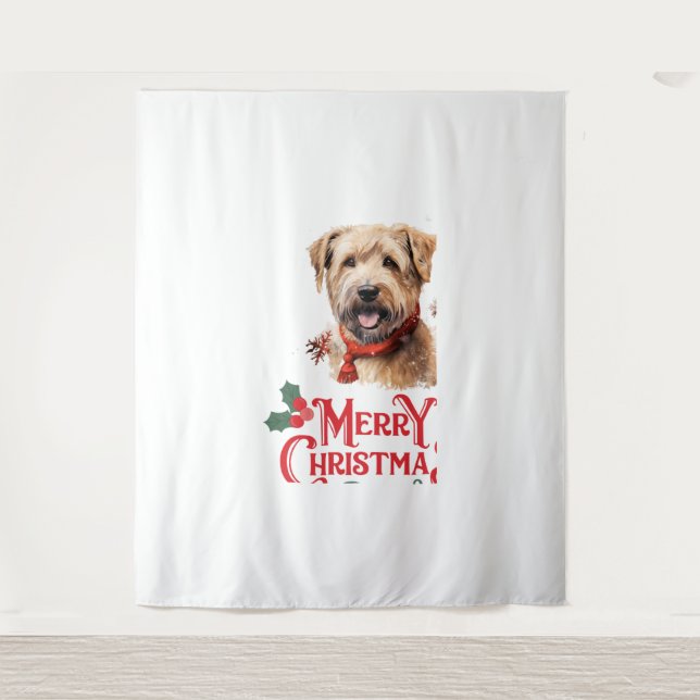 Frohe Weihnachten Staffordshire Bull Terrier Wandteppich (Vorderseite)