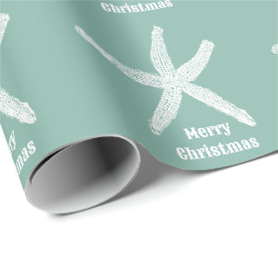 Frohe Weihnachten Starfish Green Beach Trendy Cust Geschenkpapier
