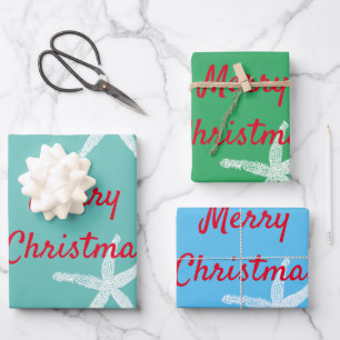 Frohe Weihnachten Starfish Multicolor Aquamarin Gr Geschenkpapier Set