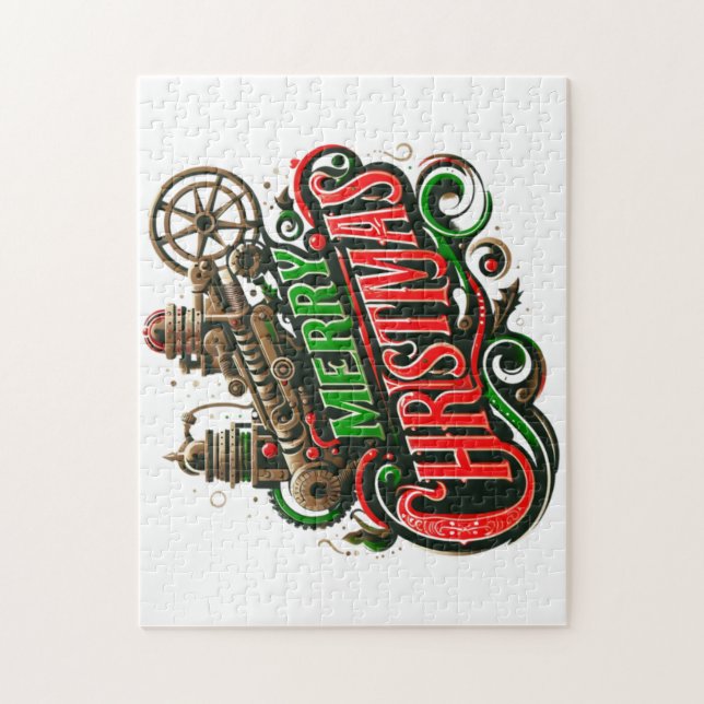 Frohe Weihnachten Steampunk Puzzle (Vertikal)