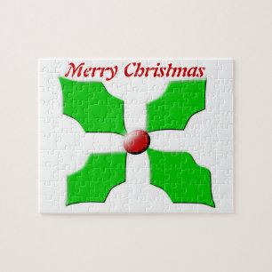 Frohe Weihnachten Stechpalme Anpassbares Puzzle