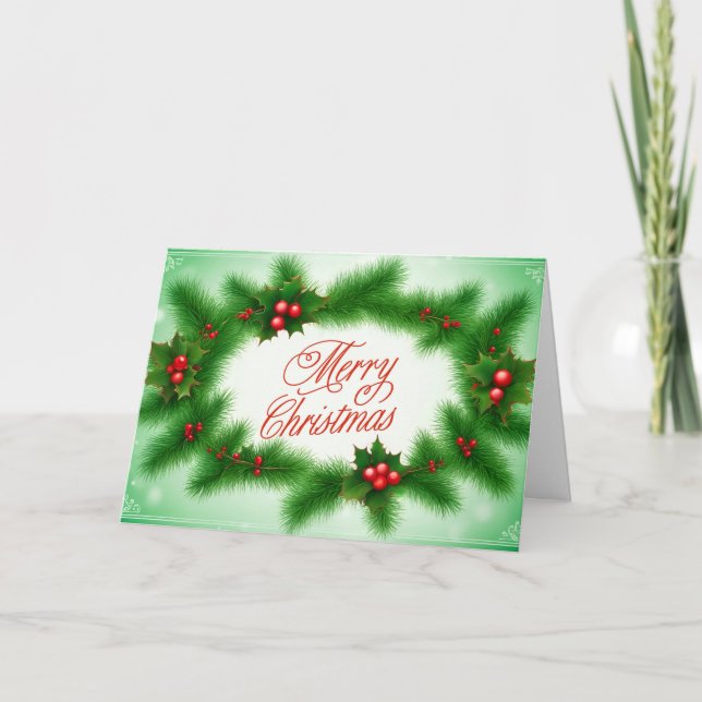 Frohe Weihnachten Stechpalmenkranz (Vorderseite)