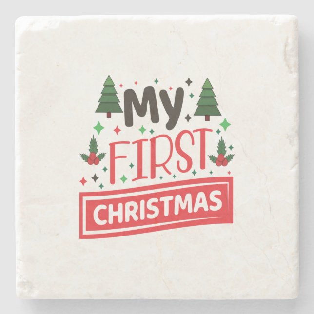 Frohe Weihnachten Steinuntersetzer (Vorderseite)