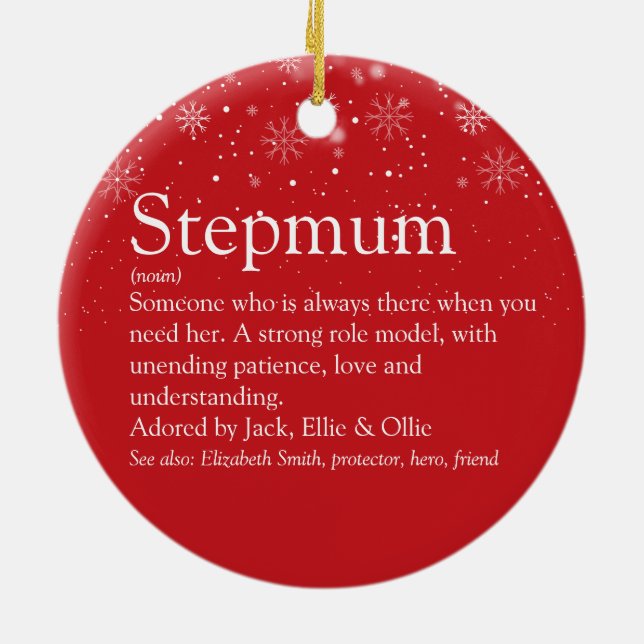 Frohe Weihnachten Stepmutter Stepmutter Definition Keramik Ornament (Hinten)