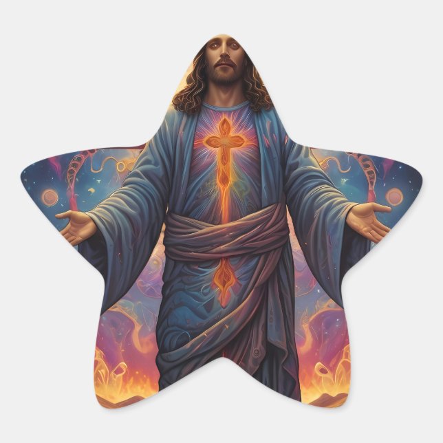 Frohe Weihnachten Stern-Aufkleber (Vorderseite)