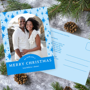 FROHE WEIHNACHTEN Sterne Feiertag INDIVIDUELLER Bo Postkarte