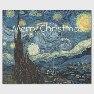 Frohe Weihnachten Sternennacht von Vincent van Gog Geschenkpapier