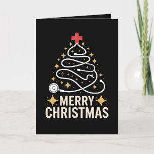 Frohe Weihnachten Stethoskop Baum Krankenschwester Karte