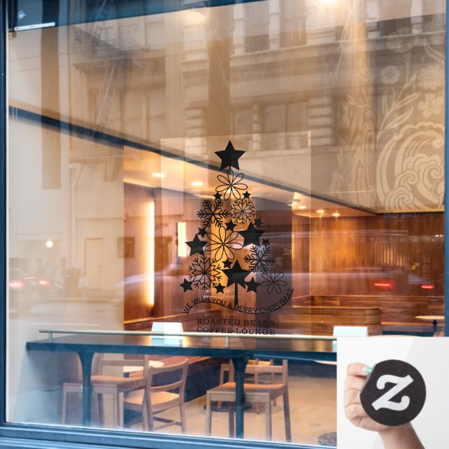Frohe Weihnachten stilisierte Bäume Personalisiert Fensteraufkleber (Café-Fenster)
