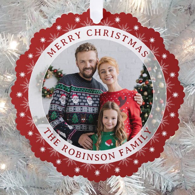 Frohe Weihnachten Stilvoll Modernes Elegantes Foto Ornament Karte (Von Creator hochgeladen)