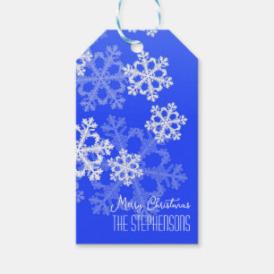 Frohe Weihnachten Stilvolle Cobalt Blue Snowflakes Geschenkanhänger