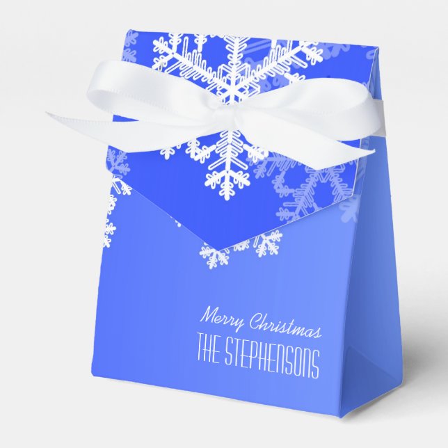 Frohe Weihnachten Stilvolle Cobalt Blue Snowflakes Geschenkschachtel (Vorderseite)