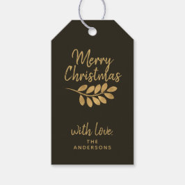 Frohe Weihnachten Stilvolle Personalisierte Braun  Geschenkanhänger