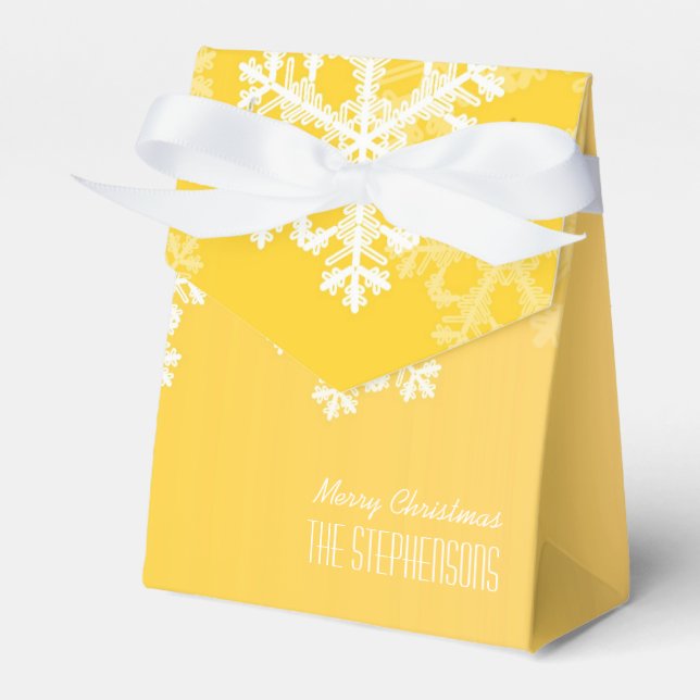 Frohe Weihnachten Stilvolle Yellow Snowflakes Must Geschenkschachtel (Vorderseite)